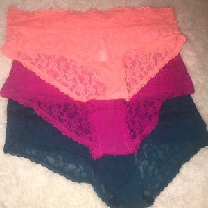 Set of 3 Victoria Secret Lace hip huggers